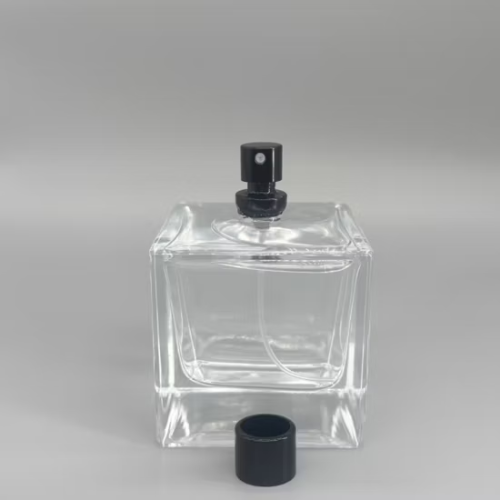 Empty Square Glass Perfume Bottle with Spray Pump